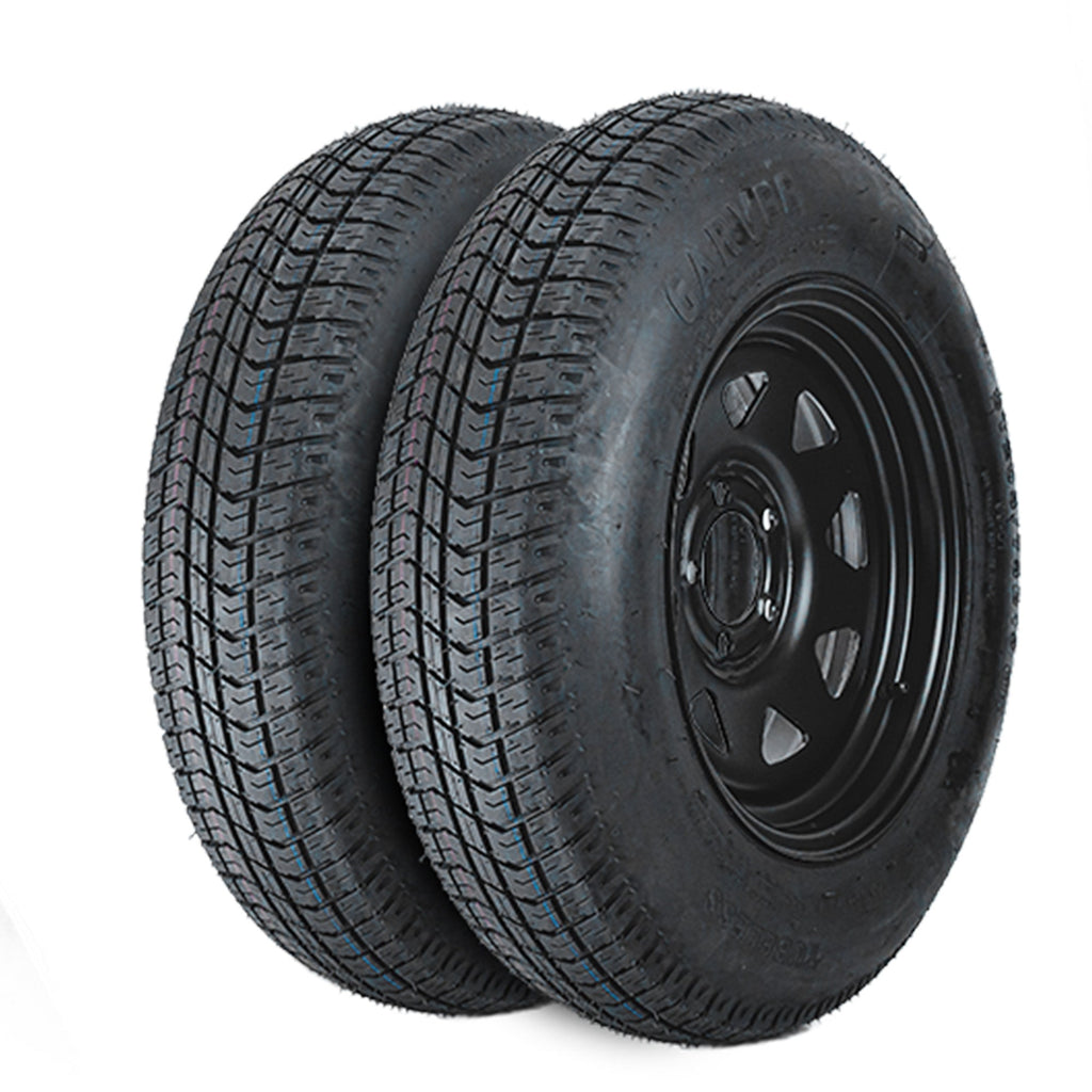 Garvee 2-Pack Trailer Tire On Rim ST205/75D15 15In Black 5 Lug 4.5" PCD Load Range C