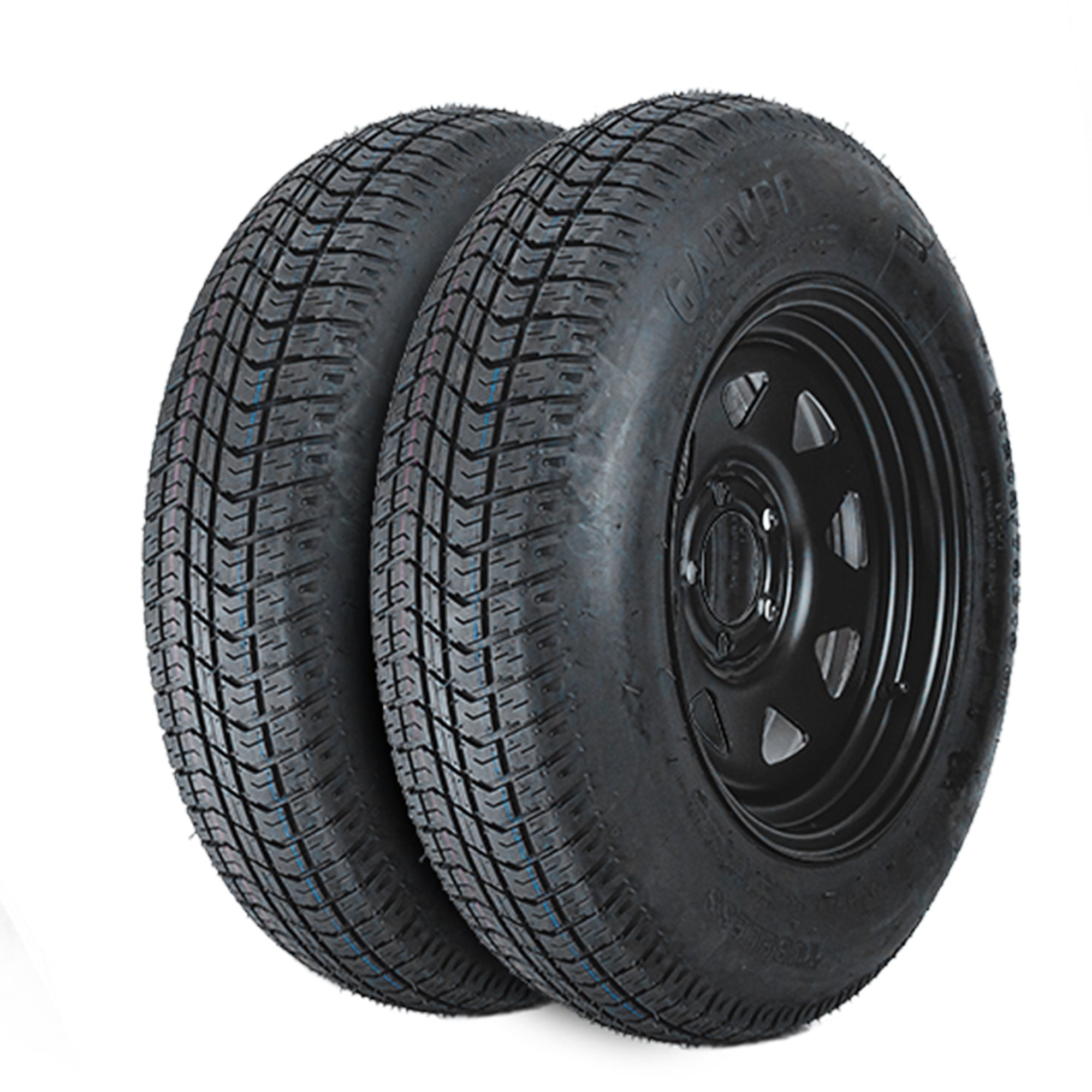 Garvee 2-Pack Trailer Tire On Rim ST205/75D15 15In Black 5 Lug 4.5" PCD Load Range C
