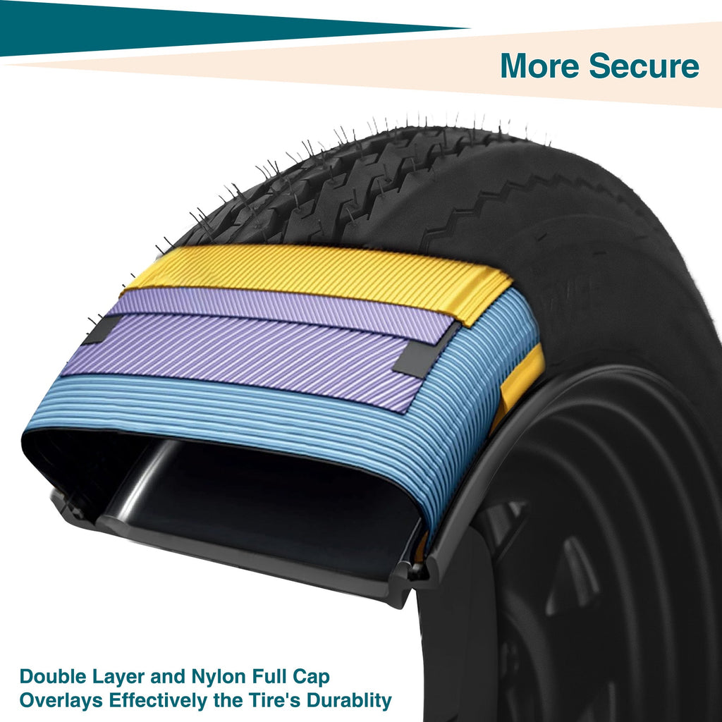 Garvee 5.30-12 Trailer Tires with Rims, 2 Pack, Load Range C 6PLY, 12"x4" Black Wheels 4 Lug on 4", Max Load 1050 LBS @ 80 PSI, Reinforced Nylon Design for Utility, Cargo & Camper Trailers