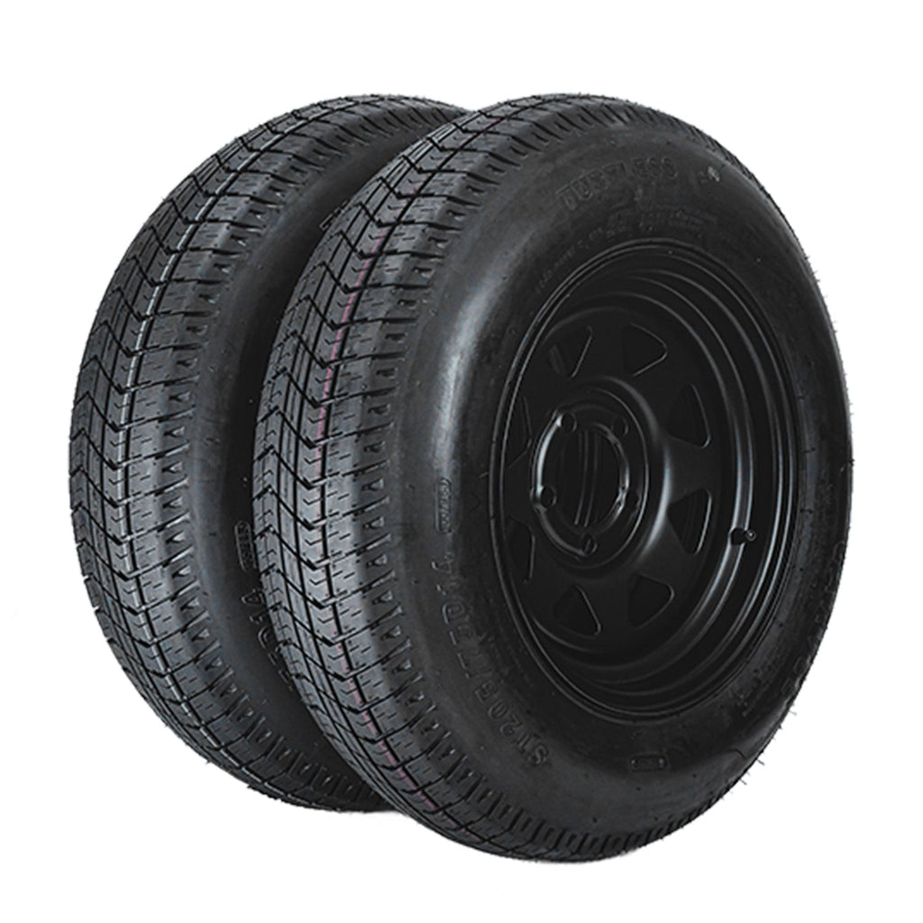 Garvee 2-Pack Trailer Tire On Rim ST205/75D14 14In Black 5 Lug 4.5" PCD Load Range C
