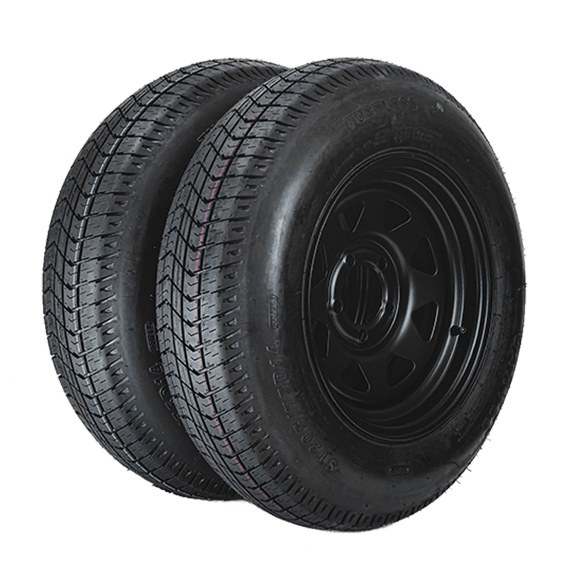 Garvee 2-Pack Trailer Tire On Rim ST205/75D14 14In Black 5 Lug 4.5" PCD Load Range C