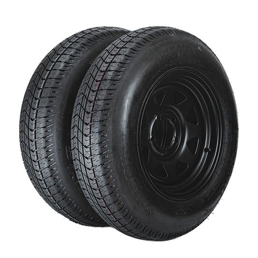 Garvee 2-Pack Trailer Tire On Rim ST205/75D14 14In Black 5 Lug 4.5" PCD Load Range C