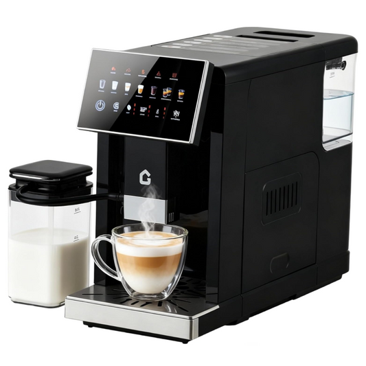 GARVEE 3rd-Gen Espresso Coffee Maker with Milk Frother - Removable Brewer/Grinder, Adjustable Coarseness/Flavor, 3-Level Coffee/Milk Volume, Detachable Milk Tank for Home Baristas, Black Spray Paint