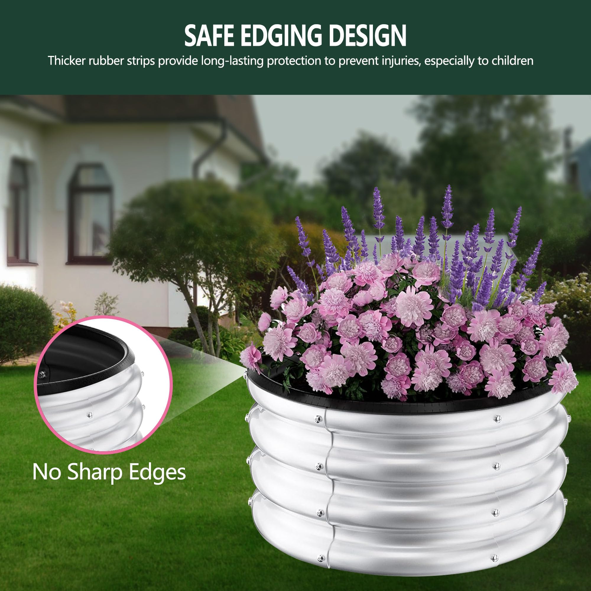 Garvee 3-Pack Raised Garden Beds, 2 x 2 x 1 FT Round Galvanized Steel Planter Boxes with Open Bottom, Rust-Resistant Outdoor Beds for Vegetables, Herbs & Flowers