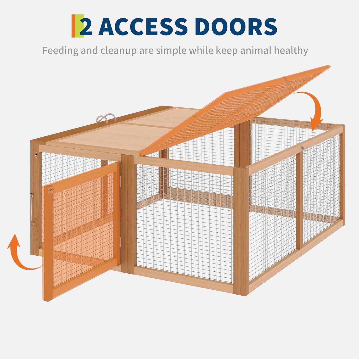 Garvee Portable Folding Wooden Chicken Coop & Rabbit Hutch – No-Assembly Needed, Spacious Small Animal Cage with Top & Side Doors – Secure, Sturdy Playpen for Chickens, Rabbits, Poultry – Dark Oak+Oak (Sturdy Wood Color)