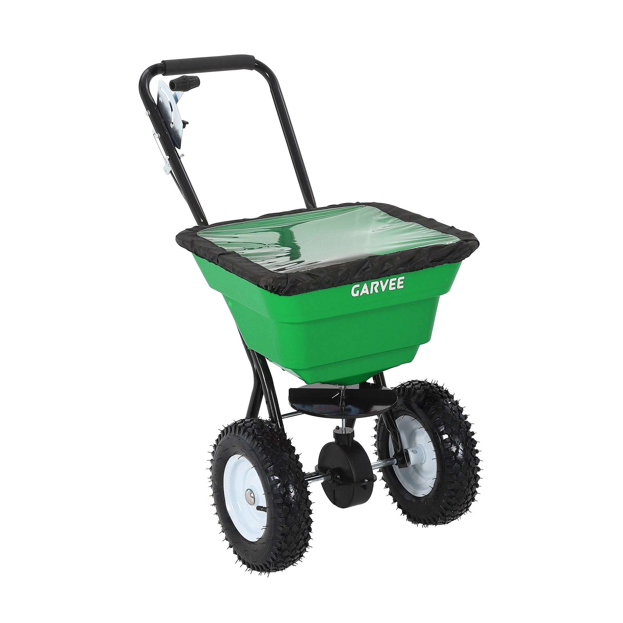 Garvee 80 lb Push Broadcast Spreader, Walk-Behind Lawn & Garden Spreader with 29 L Hopper, 0–12 ft Coverage, 13" All-Terrain Wheels & 20-Level Flow Control for Seed, Fertilizer, Salt & Ice Melt, Green/Black