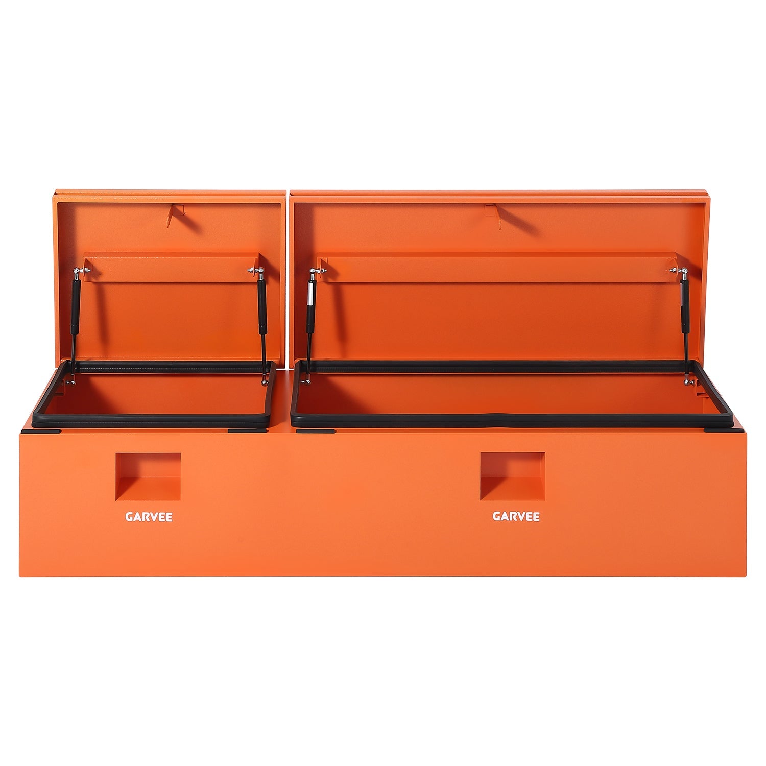 Garvee 56"X16"X14" Heavy Duty Steel Truck Bed Tool Box – Double Lid, Grooved Weatherproof Metal Chest with T-Handle & Side Handle, Durable Organizer for Pickup Truck, RV, Trailer, Front Double, Orange