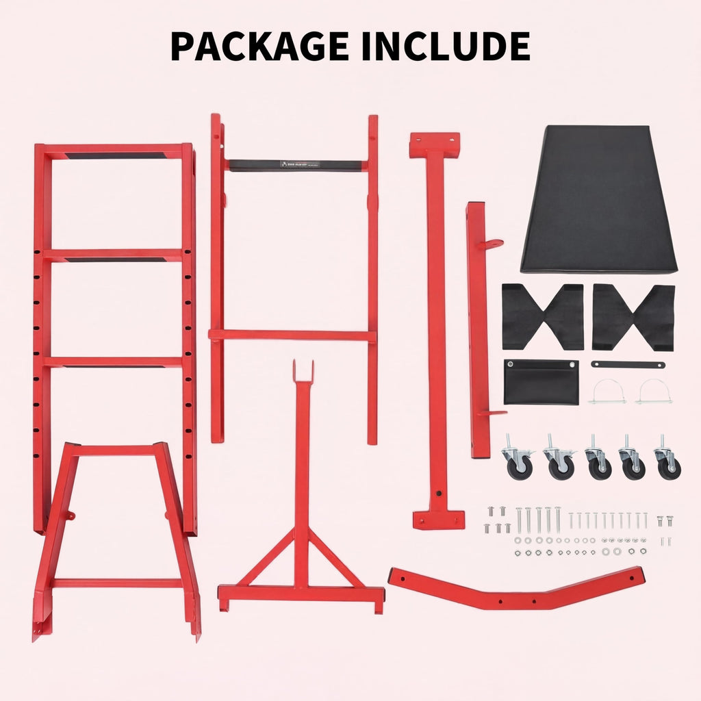 Garvee Topside Automotive Creeper for Trucks 49-76" Adjustable Height Heavy Duty 400 LBS Steel Foldable with Cushioned Pad & Lockable Casters for Garage Use, Red