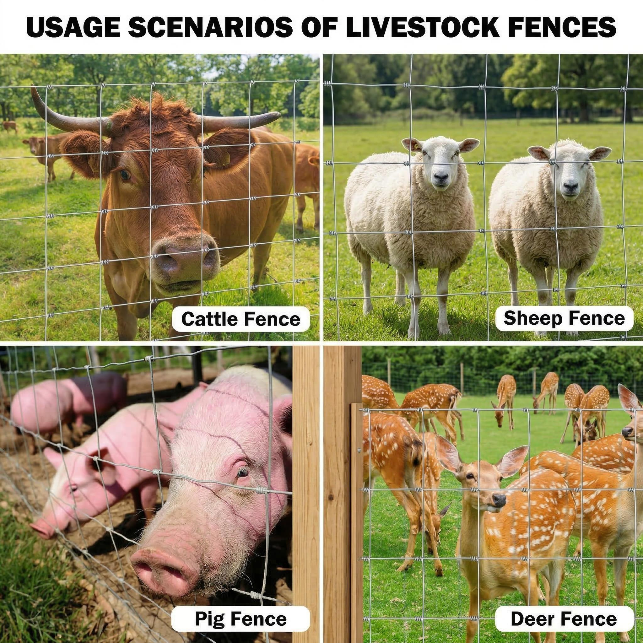Garvee 3.9ft x 328ft Galvanized Cattle Fence, Fixed Knot Livestock Wire Fence, Heavy Duty Field Fence for Cattle Sheep Pig Deer, Rust Resistant Farm Fence for Pasture Garden
