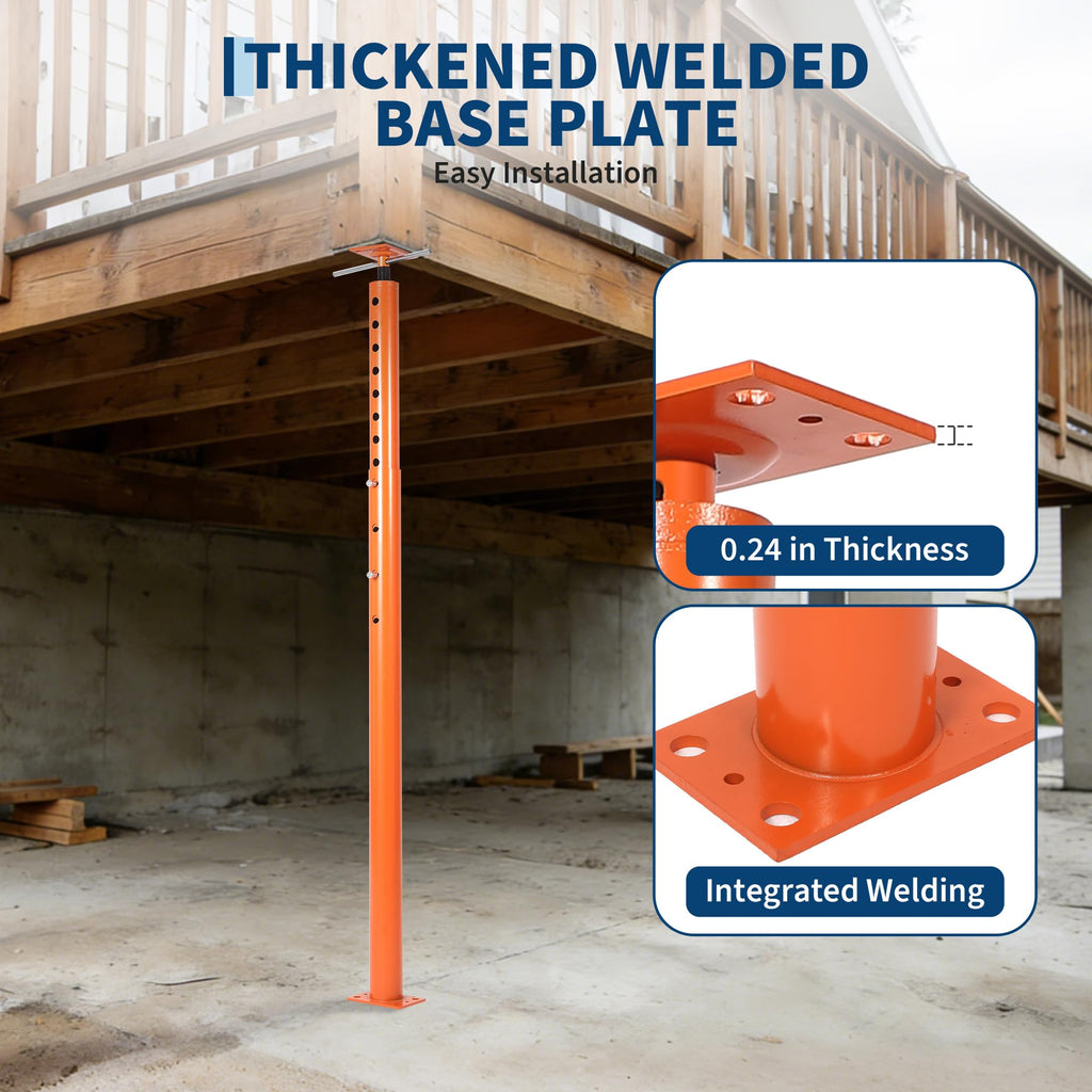 Garvee Heavy Duty Adjustable House Floor Jack Post – 18,000 lbs Capacity – Carbon Steel Joist Beam Support – 56"-100" Height Range – Basement Leveling – Orange Red, 56-100in