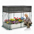Garvee Self-Watering Raised Garden Bed for Vegetables & Herbs, 6 x 3 x 1 FT Galvanized Metal Planter with Mesh Bug Net, Shade Cloth and Bottomless Design, Light Beige