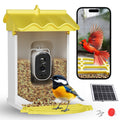Garvee Smart Bird Feeder with 2.5k Camera & AI Recognition, Solar Powered, 67 Fl.Oz Capacity, Night Vision, App Alerts, Auto Capture Photos/Videos for Bird Watching, Squirrel Deterrent, Yellow