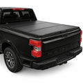 Garvee Hard Folding Tonneau Cover for 2022-2023 Ford F150 4.2ft Bed - Zinc Aluminum Alloy, Tri-Fold Design, Clamp-On Installation, Black, Secure Cargo Protection