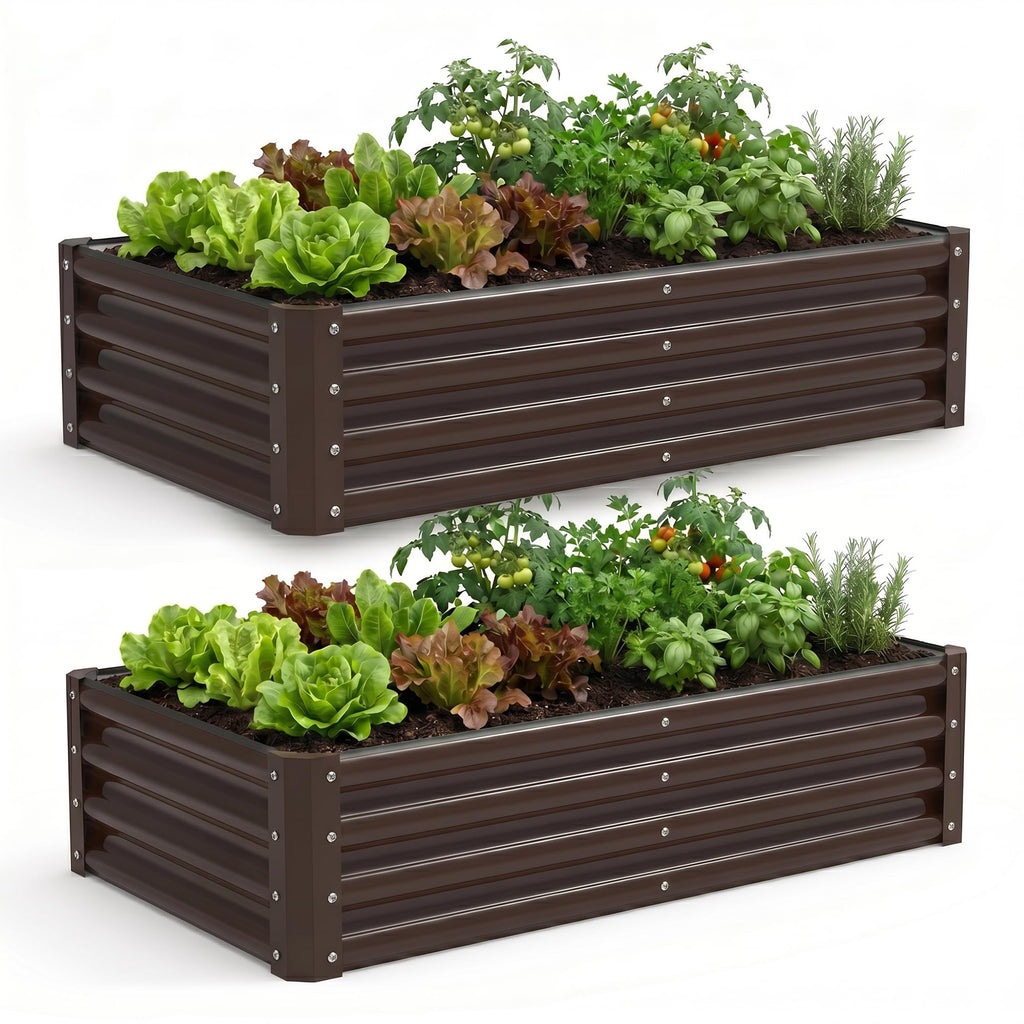 Garvee 2 Pack Tall 4 x 2 Ft Galvanized Steel Raised Garden Bed, Outdoor Above Ground Planter Box for Vegetables and Flowers, Metal Raised Bed for Gardening