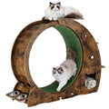 Garvee Large Cat Exercise Wheel for Indoor Cats - 3-Tier Climbing Tower with Built-in Graze Post & Carpeted Fashion Show - Quiet Spinner for Training & Obesity Prevention - Vintage Brown