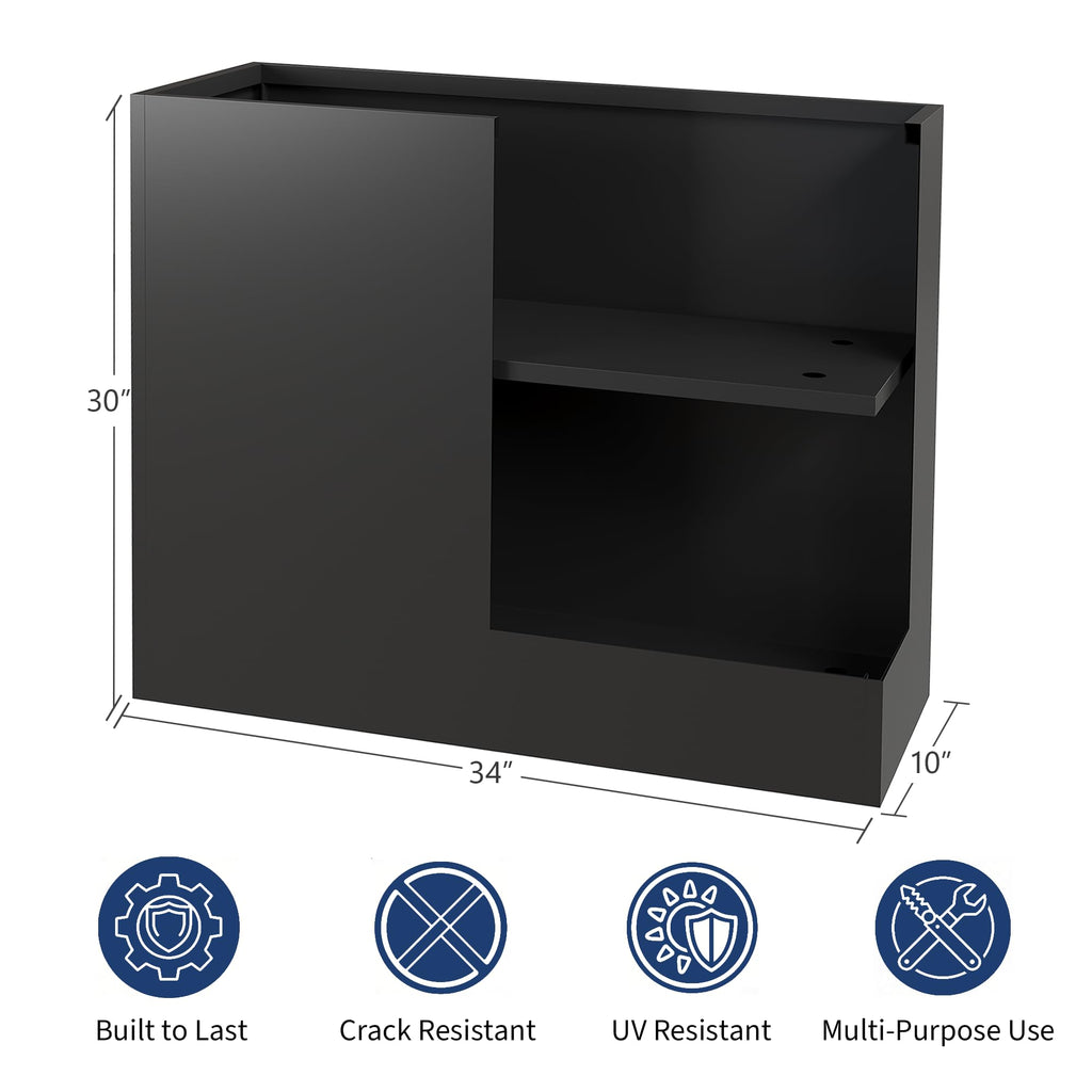 Garvee Tall Planter Box for Patio & Porch, 34 in Rectangular Metal Flower Planter with Drainage Holes and Removable Inner Shelf