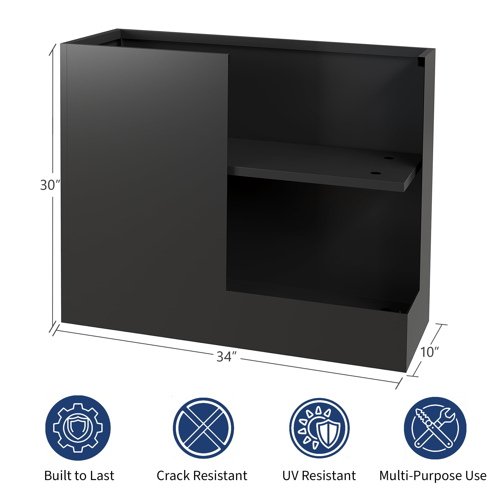 Garvee Tall Planter Box for Patio & Porch, 34 in Rectangular Metal Flower Planter with Drainage Holes and Removable Inner Shelf
