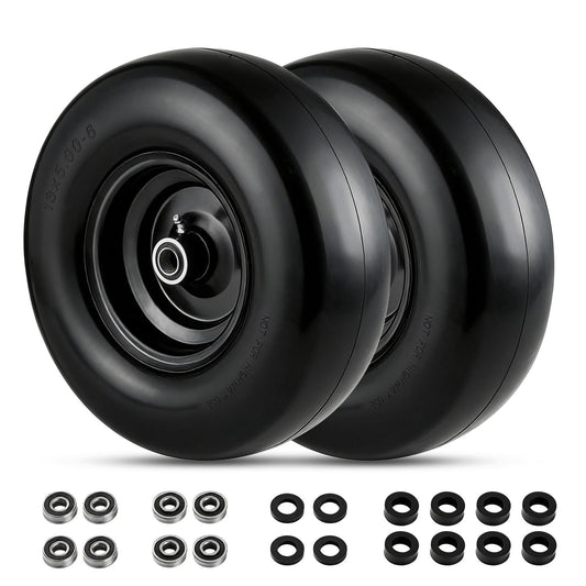 Garvee 13X5.00-6 Flat Free Golf Cart Tire and Wheel Set - Polyurethane, Heavy Duty 353 lbs Capacity, Steel Rim, Multiple Bushings, Lawn Mowers & Utility Carts