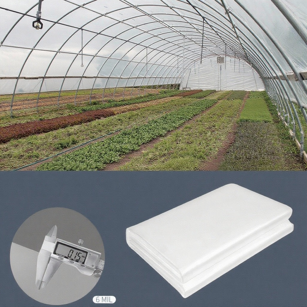 Garvee Greenhouse Plastic Sheeting 26 × 40 FT, 6 Mil Clear LDPE Greenhouse Film with 2-Year Anti-Aging Protection for Farm, Garden, Agriculture, Painting and Outdoor Covering