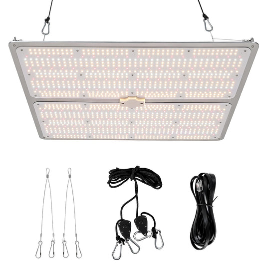 Garvee 400W LED Grow Light Full Spectrum with Red & IR, Dimmable Quantum Board Plant Light for Indoor Plants Seedling, Veg and Bloom, 23.62×23.62in, 120V US Plug