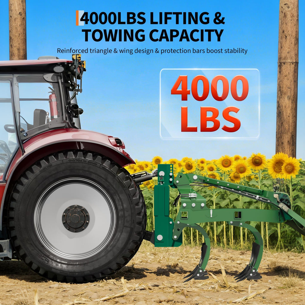 Garvee Heavy Duty 4000lbs 3-Point Quick Hitch for Category 2 Tractors - 5-Level Adjustable Bolt - Compatible with Cat 2 Implements - Agricultural & Engineering Accessory - Green