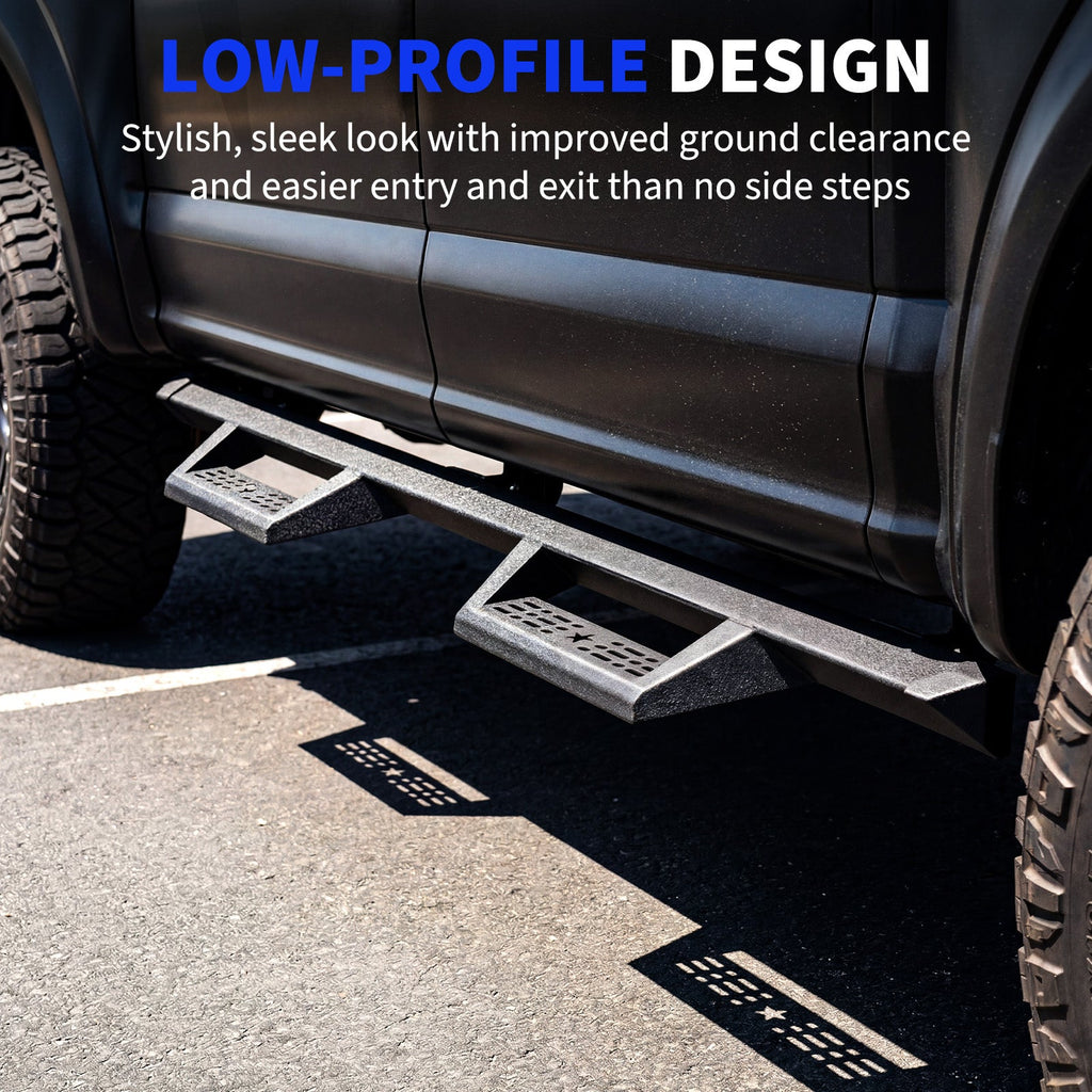 Garvee 5-Inch Drop Running Boards for 2015-2026 Chevrolet Colorado/Canyon Crew Cab - Triangular Carbon Steel Nerf Bars - Textured Black, Anti-Slip, Corrosion Resistant, 500 lbs Capacity, Bolt-On, Sturdy Bracket Spacing - Total Length 195.4 cm, Bracket