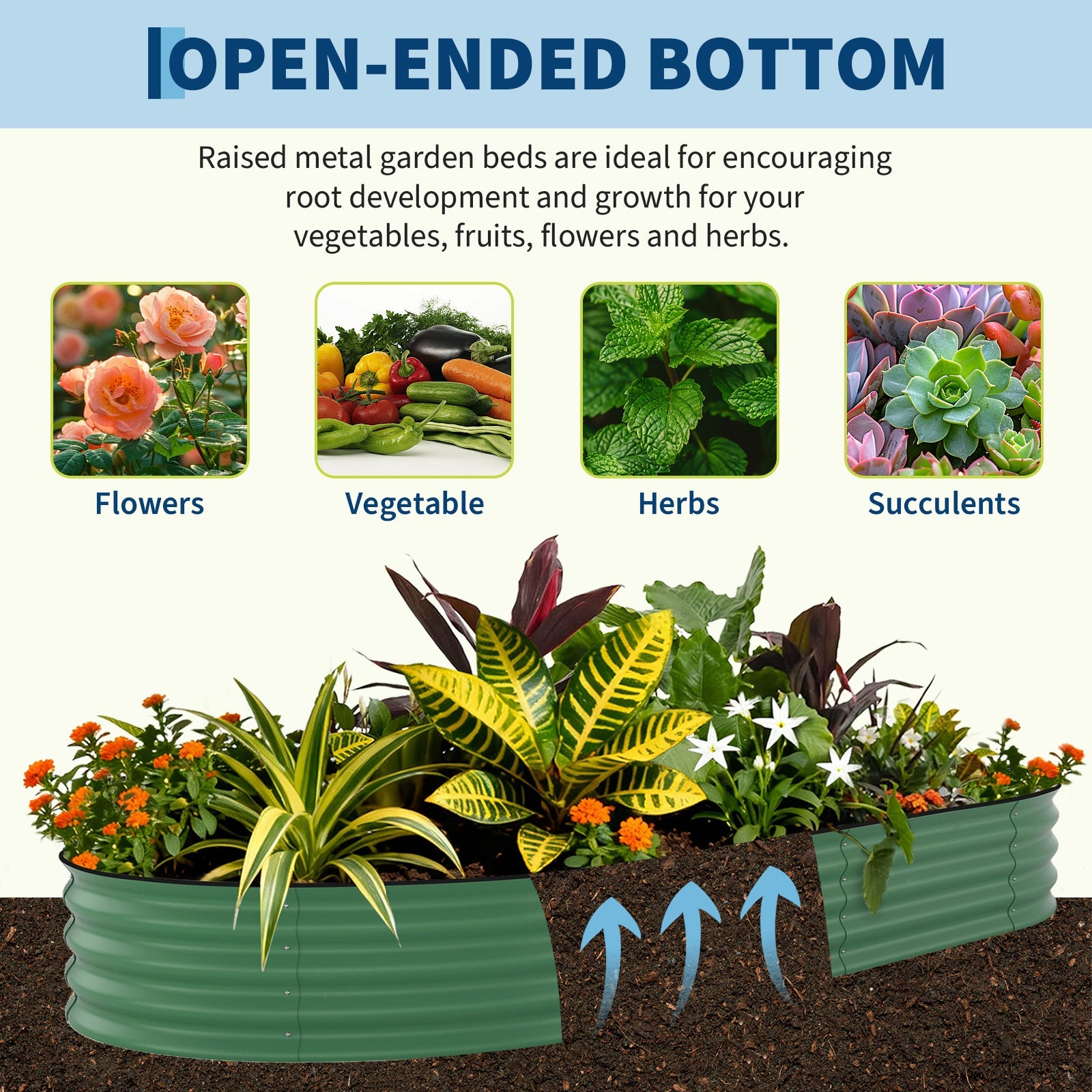 Garvee 10' x 4' x 1.5' Galvanized Raised Garden Bed, Large Metal Planter Box for Vegetables, Flowers & Herbs, Rust-Resistant, Easy Assembly