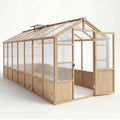 Garvee 8' x 14' Wooden Walk-In Greenhouse Kit, Outdoor Green House with Natural Spruce Wood Frame, Polycarbonate Panels, Ventilated Windows & Lockable Door for Garden, Backyard, Patio & Lawn