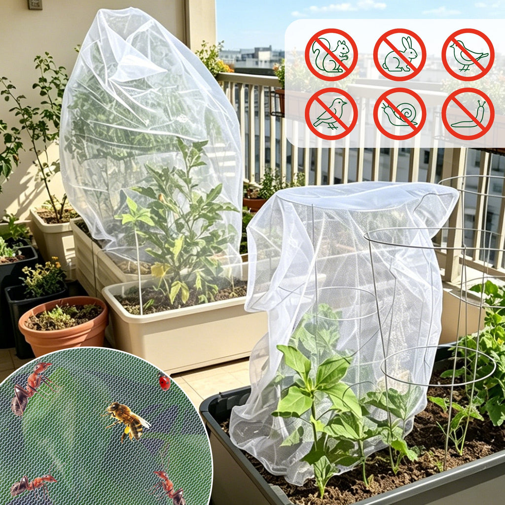 Garvee 12-Pack Plant Covers with Drawstring, 2.3' × 3.5' Breathable Garden Mesh Bags for Bird, Insect & Light Frost Protection, Reusable Netting for Vegetables, Flowers and Shrubs
