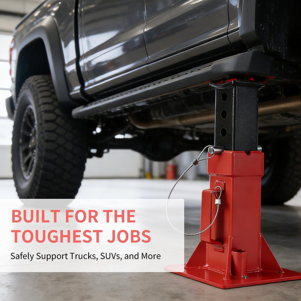 Garvee Heavy-Duty 22 Ton Jack Stands, 2 Pack Pin Type Supports with Quick-Lock for Trucks, RVs & Trailers, 13-19.68 Inch Adjustable Height, Professional Automotive Garage Equipment, Red