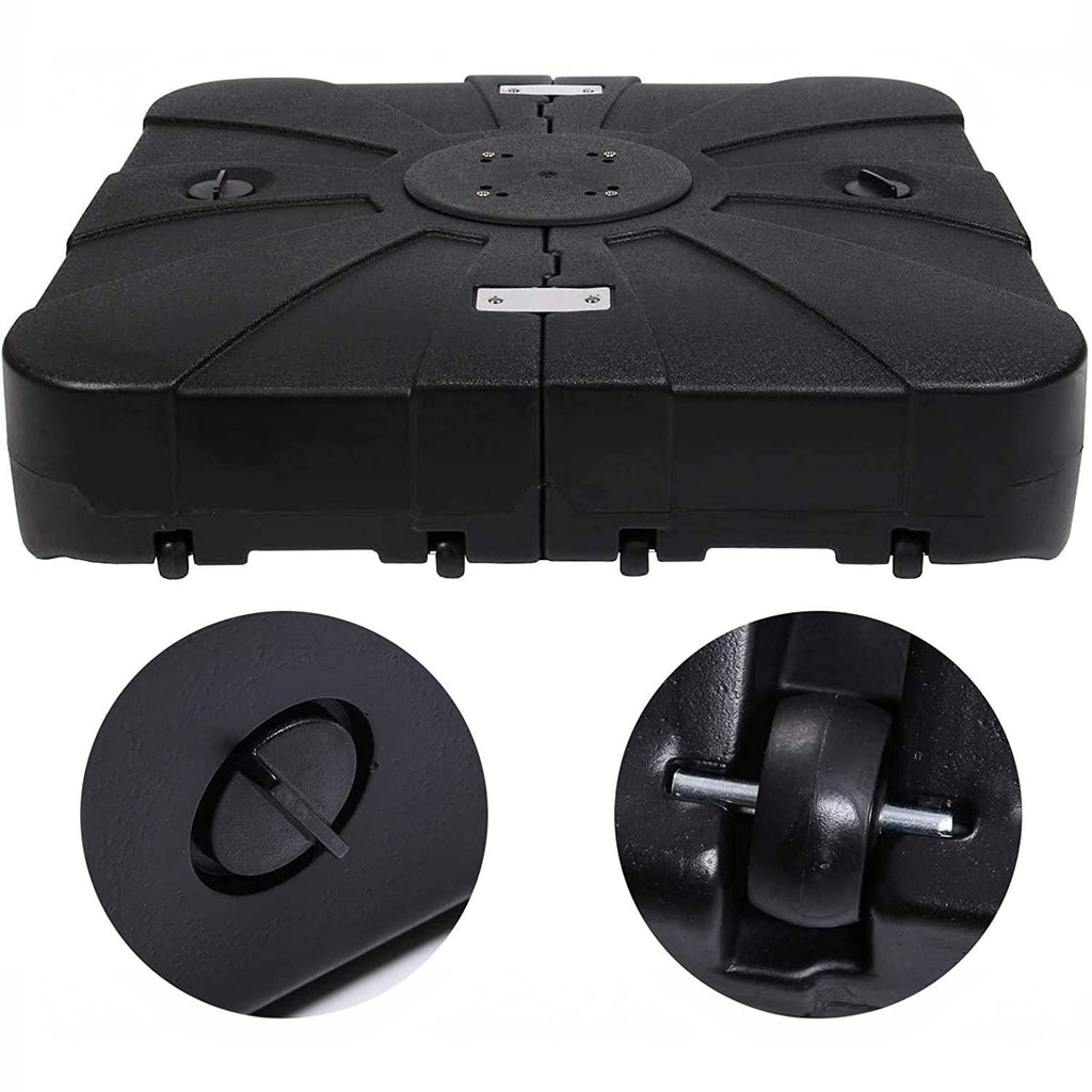 Garvee 130L Outdoor Patio Umbrella Base with Wheels, HDPE Sand & Water Filled Umbrella Stand, Stable Square Base for Garden, Patio & Deck, Black