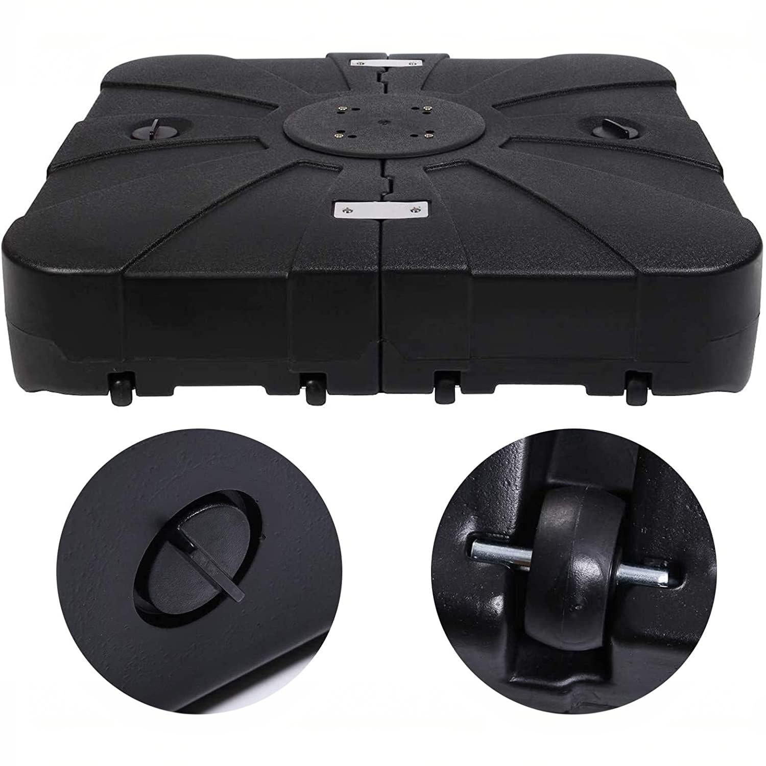 Garvee 130L Outdoor Patio Umbrella Base with Wheels, HDPE Sand & Water Filled Umbrella Stand, Stable Square Base for Garden, Patio & Deck, Black