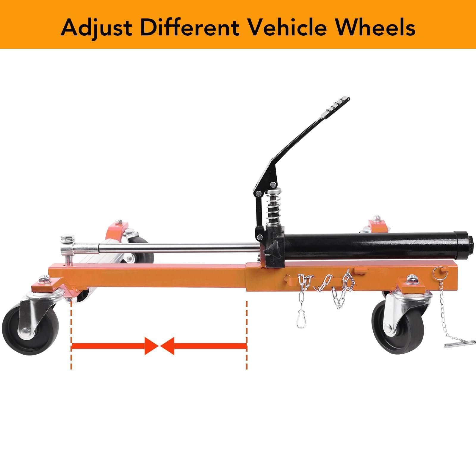 Garvee Hydraulic Car Wheel Dolly Set – 1500 lbs Capacity – Vehicle Positioning Jack – Heavy Duty for Trucks, RVs, Trailers – 2-Piece, Orange, Top-Mounted Cylinder