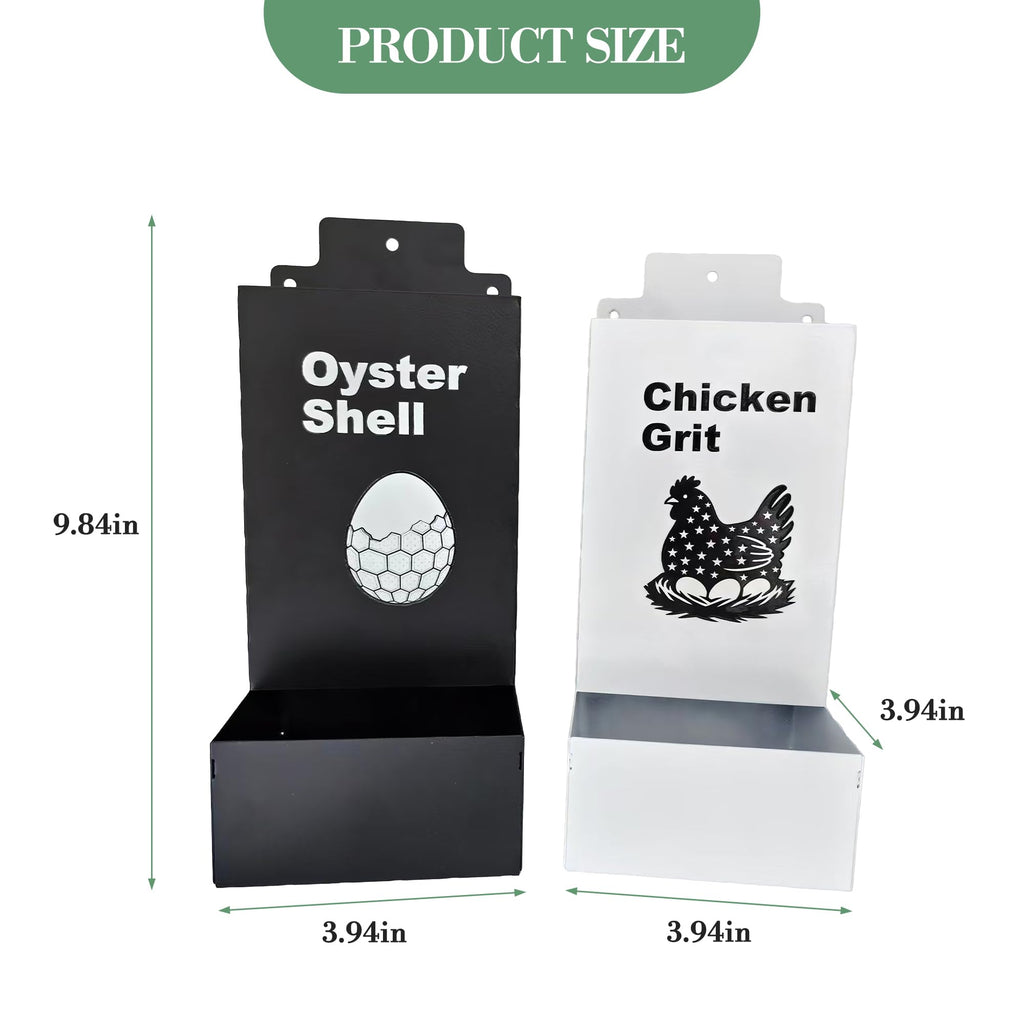 Garvee 9.8" Metal Poultry Supplement Feeders, 2PCS Anti-Waste Chicken Grit Feeder for Coop Fence