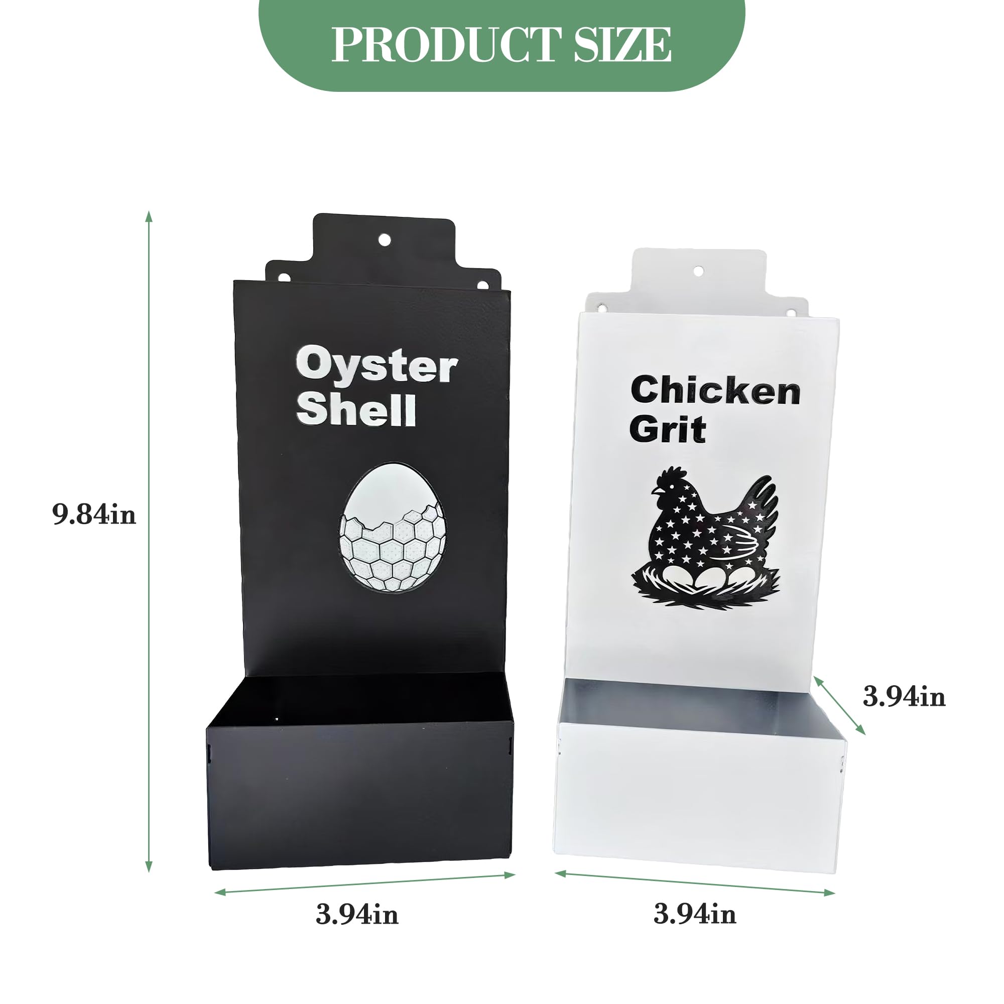 Garvee 9.8" Metal Poultry Supplement Feeders, 2PCS Anti-Waste Chicken Grit Feeder for Coop Fence