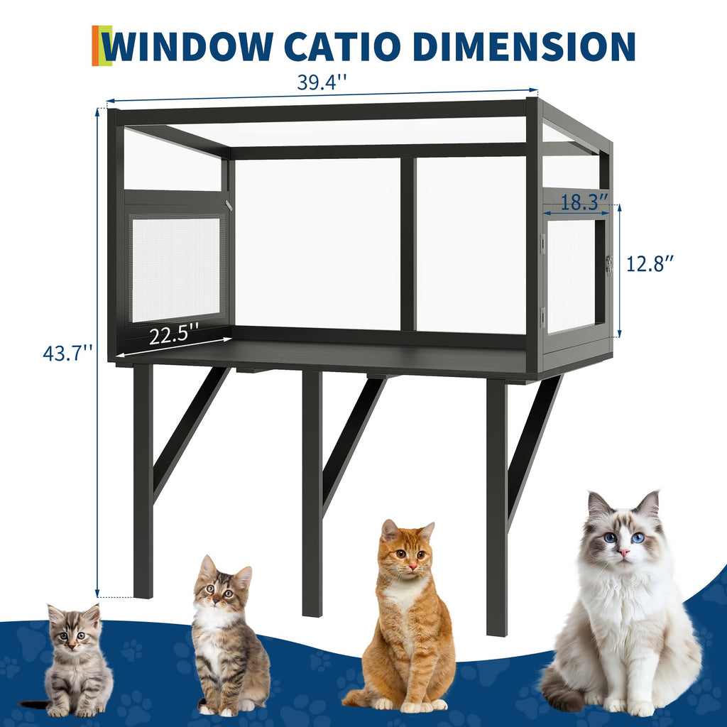 Garvee Cat Window Box Enclosure, Weatherproof Catio Windows Enclosure for Sunbathing, Birdwatching & Napping, Large Cats Window Perch for Sunbathing & Birdwatching
