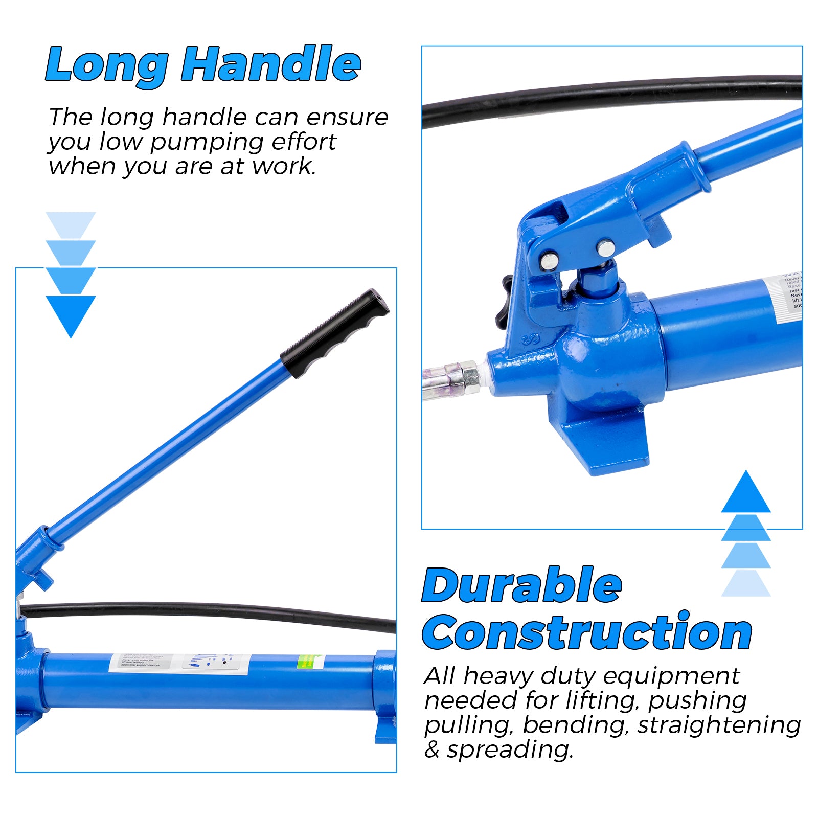 Garvee Porta Power Hydraulic Jack Kit, 12 Ton (26,455 lbs) Heavy-Duty Auto Body Frame Repair Tool with 4.6ft (1.4m) Oil Hose, Portable Ram Set, and Storage Case for Car, Truck, Garage Lifting, and Bending, Blue