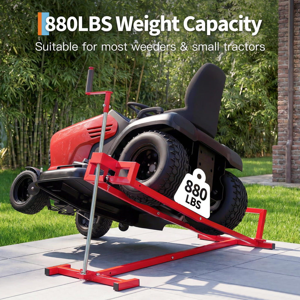 Garvee 880 lb Heavy Duty Lawn Tractor Lift Jack, Manual Crank Mower Lift for Riding Mowers and ATVs