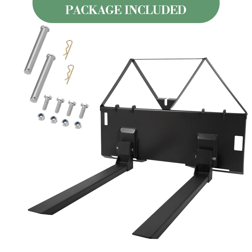 Garvee 3200lbs Heavy Duty 46" Tractor & Skid Steer Pallet Forks – Quick Attach Loader Fork Attachment – Global Frame for Farming, Landscaping, Construction – 2 Pack, Black | Comes in two packs