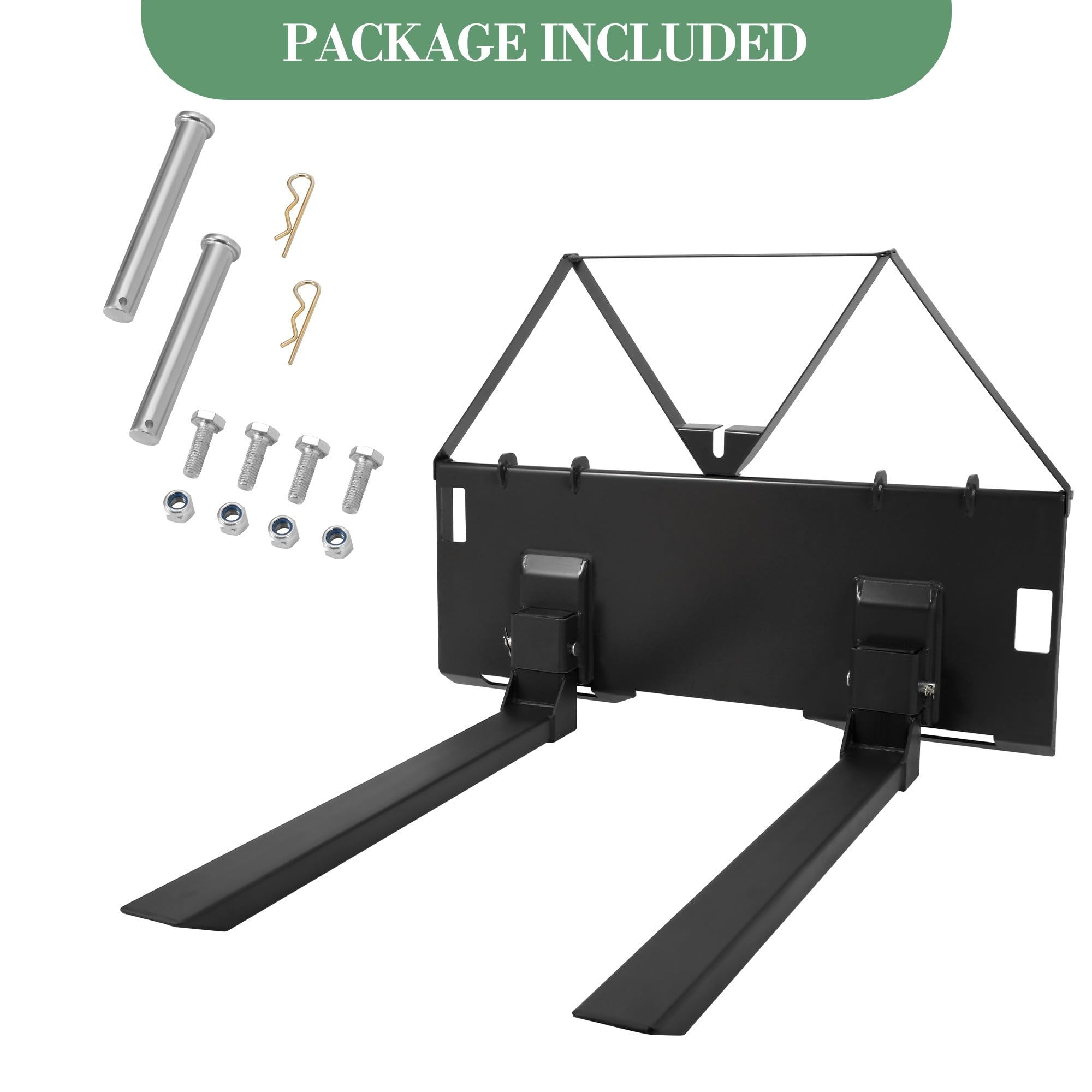 Garvee 3200lbs Heavy Duty 46" Tractor & Skid Steer Pallet Forks – Quick Attach Loader Fork Attachment – Global Frame for Farming, Landscaping, Construction – 2 Pack, Black | Comes in two packs
