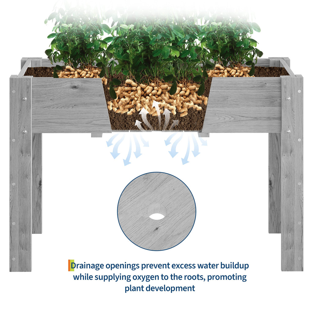 Garvee Ergonomic Wooden Raised Garden Bed with Legs & Hooks, 47" x 30" x 22" Large Outdoor Planter Box with Non-Woven Liner, Easy Assembly for Vegetables, Herbs & Flowers, Gray