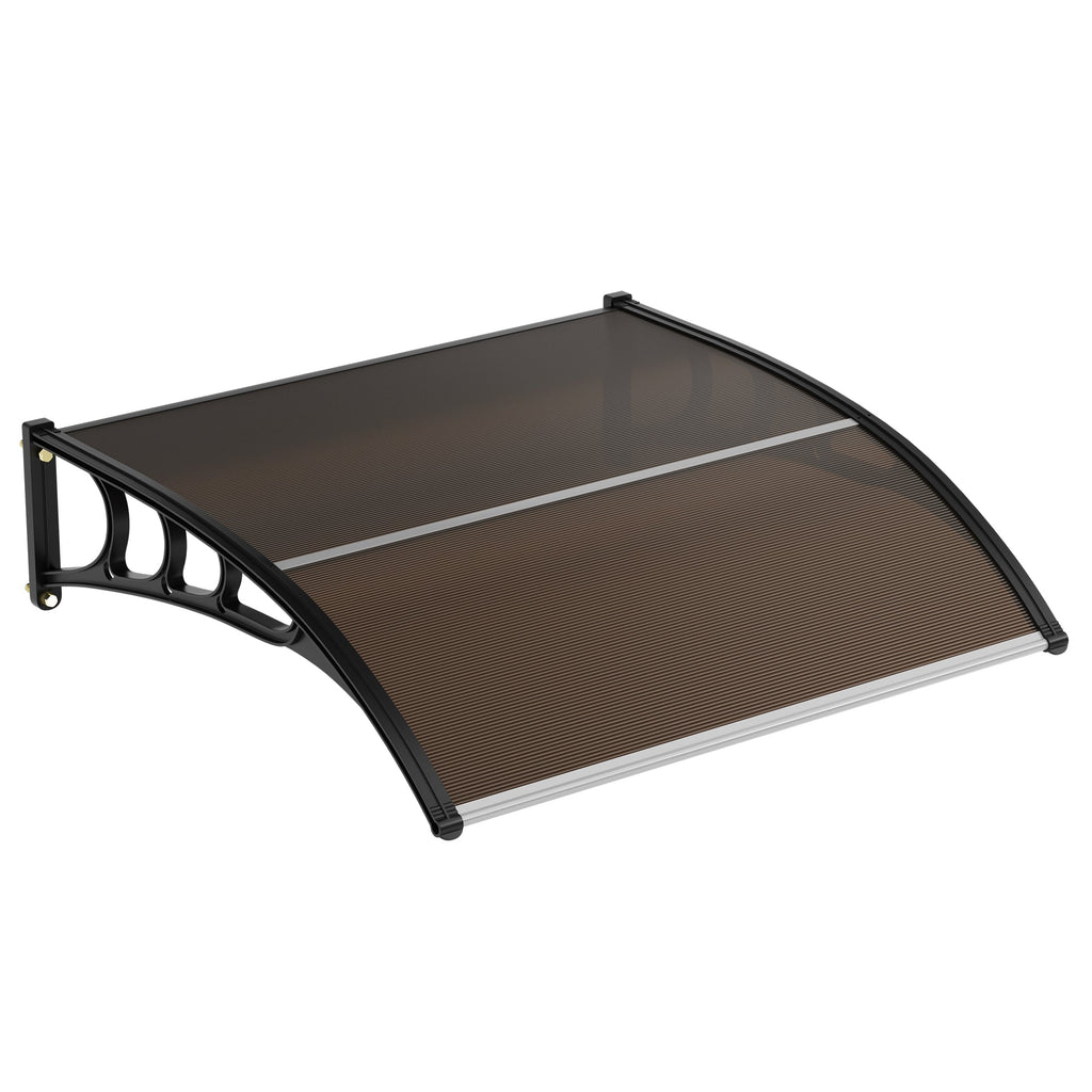 Garvee 40" x 40" Polycarbonate Door & Window Awning Canopy, UV & Rain Protection Outdoor Cover with Plastic Steel Brackets, Brown