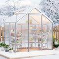Garvee 6 x 4 FT Polycarbonate Greenhouse with Aluminum Frame, Sliding Door & Adjustable Roof Vent, Heavy-Duty Outdoor Greenhouse for Backyard, Garden, Patio