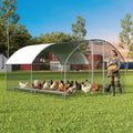 Garvee 13x10ft Large Metal Chicken Coop – Walk-In Poultry Cage with Waterproof Anti-UV Cover, Silver