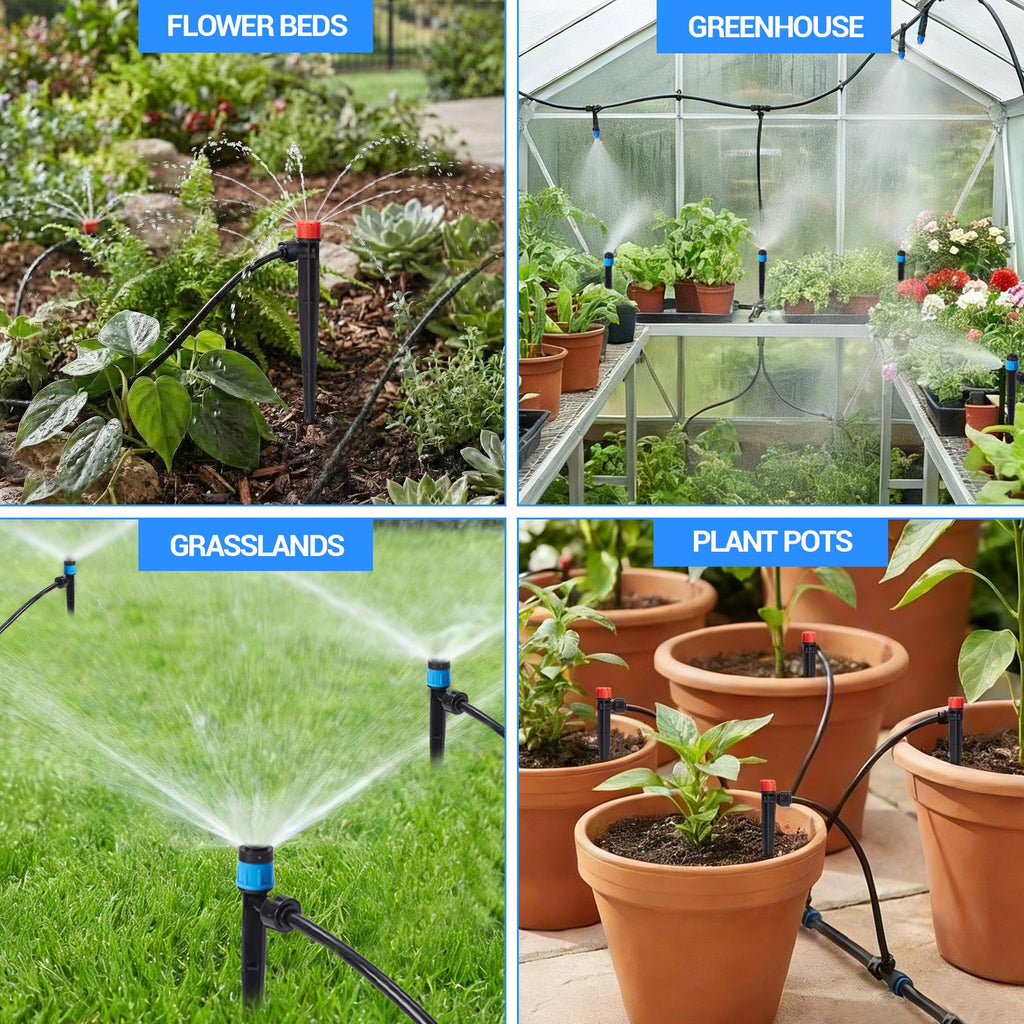 Garvee Automatic Drip Irrigation System Kit - 1/2" & 1/4" Tubing (33ft/200ft) - Adjustable POM Nozzles - Easy DIY Watering for Garden, Lawn, Greenhouse, Potted Plants - Black