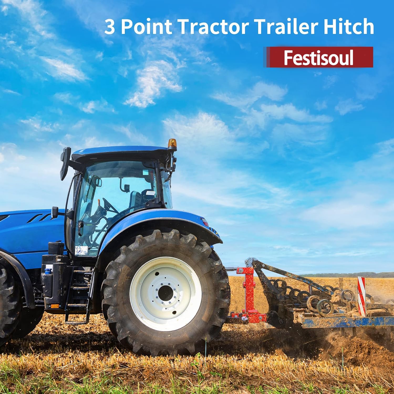 Garvee 3-Point Gooseneck Tractor Hitch, Category 1 Quick Hitch with 2" Receiver, Ball Drawbar for Farm Towing