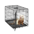 Garvee Collapsible Metal Wire Cage for Small Animals - Durable Mesh Floor, Slide-Out Removable Tray, Double Door, Rust-Resistant - Indoor/Outdoor Carrier for Rabbits, Chinchillas, Guinea Pigs, Ferrets - Size: 60×44×49cm
