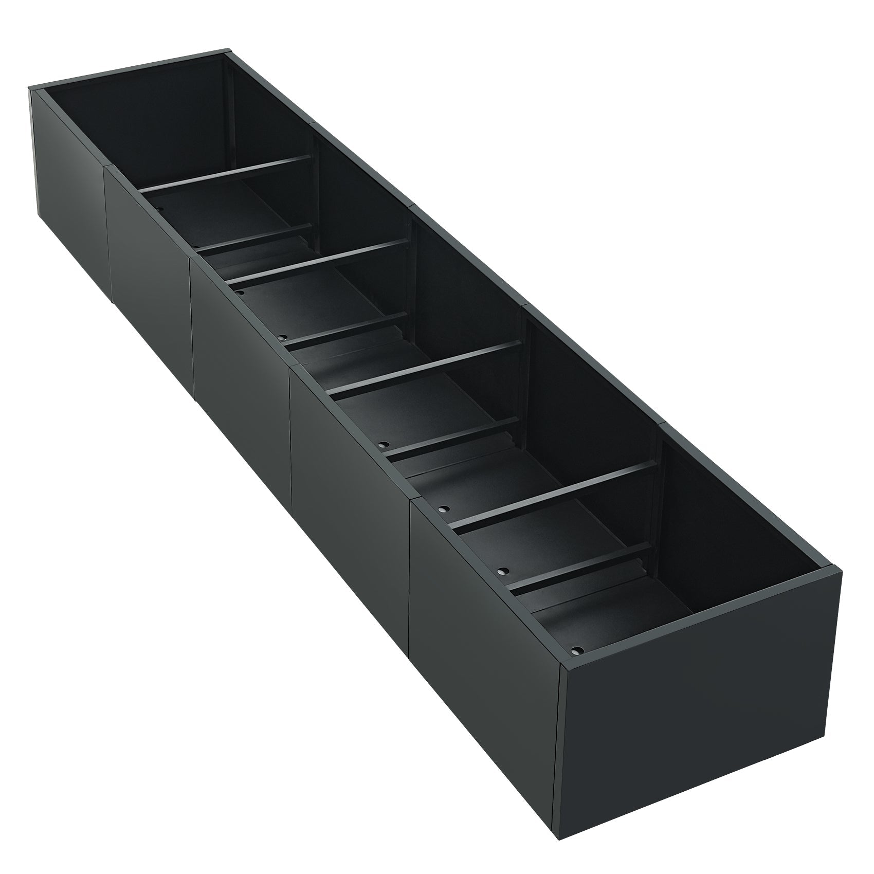 Garvee 68" x 12" x 18" Raised Garden Bed with Base, Modern Black Steel Planter Box, Bottomless Design for Drainage, Removable Dividers, Weather-Resistant Outdoor Garden Bed, Easy Assembly