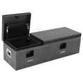 Garvee 56"X16"X14" Heavy Duty Steel Truck Bed Tool Box – Double Lid, Grooved Weatherproof Metal Chest with T-Handle & Side Handle, Durable Organizer for Pickup Truck, RV, Trailer, Front Double, Grey