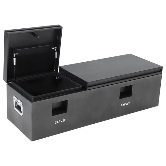 Garvee 56"X16"X14" Heavy Duty Steel Truck Bed Tool Box – Double Lid, Grooved Weatherproof Metal Chest with T-Handle & Side Handle, Durable Organizer for Pickup Truck, RV, Trailer, Front Double, Grey
